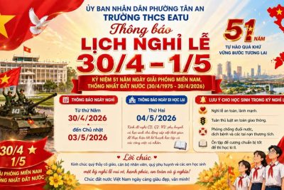 LỊCH NGHỈ LỄ 30/4 VÀ 1/5